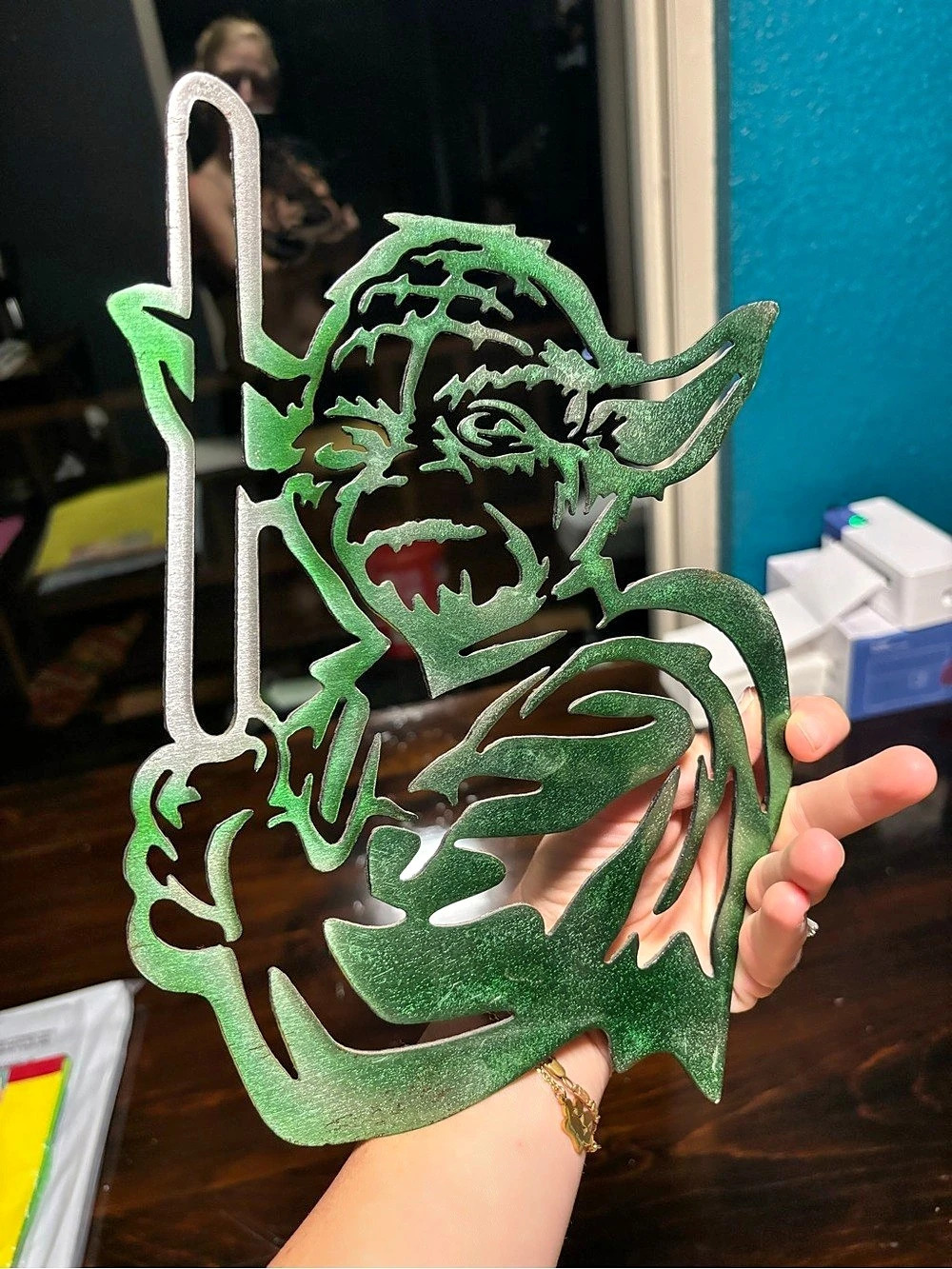 Star Wars Yoda Metal Wall Art Sign Green & Black